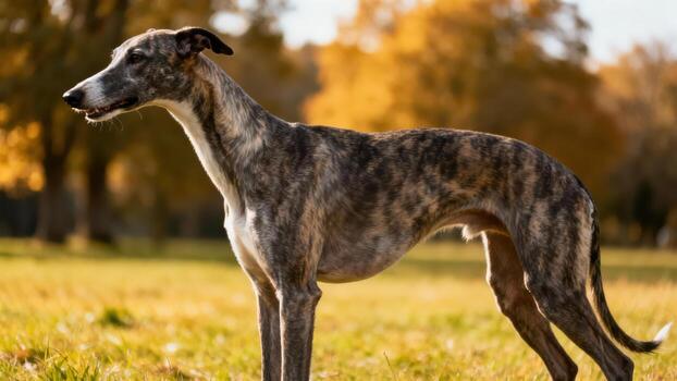 Greyhound in an autumn landscape photo