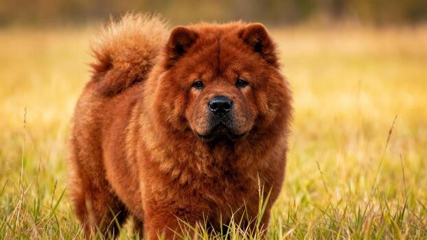 Chow Chow dog in a field photo