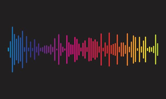 vistoso sonido ola visualización en un oscuro antecedentes representando audio frecuencia vector