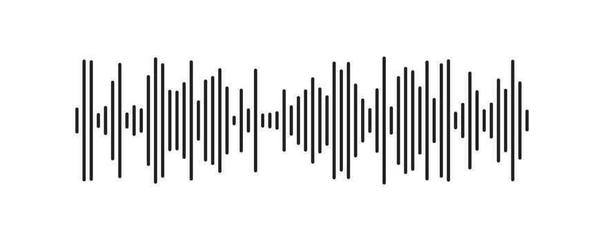 A simple black and white illustration of an audio waveform display vector