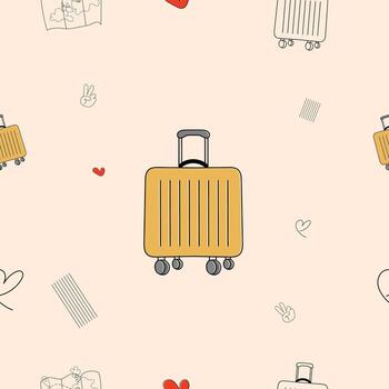 Yellow suitcase travel pattern with minimal design vector