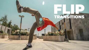 Dancer performing flip transitions outdoors motion_graphic