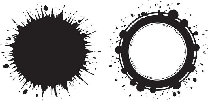 Ink Splash Circle Stamp Design Grunge Texture Abstract Background Element Graphic vector