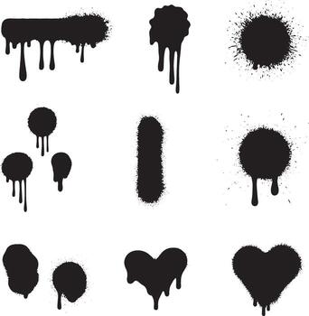 Ink Blot Splatter Collection with Drips and Textures for Grunge Design Elements vector