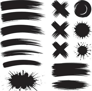 Grunge Brushstrokes Texture Set Graphic Collection With Elements Splatter Shapes Design vector