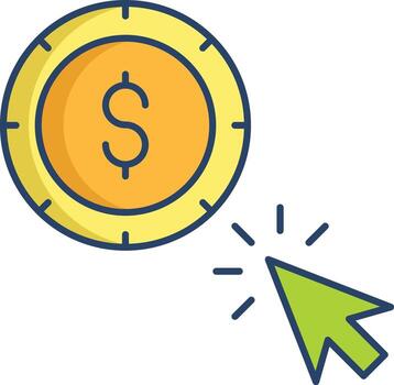 dollar per click linear color icon design vector