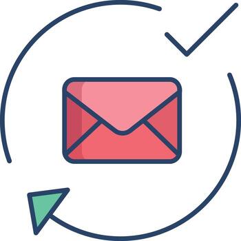 mail approved linear color icon design vector