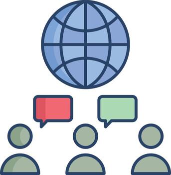 group user chat linear color icon design vector