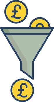 funnel pound linear color icon design vector