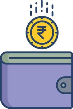 wallet coin linear color vector