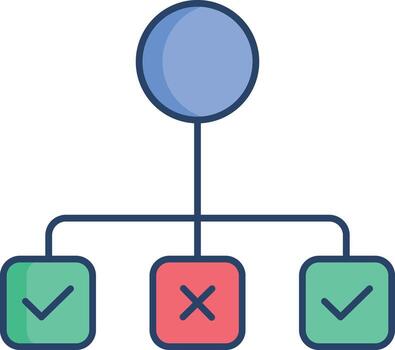 decision process linear color icon design vector