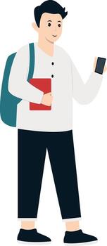 Man University Student Character with Cartoon Style vector