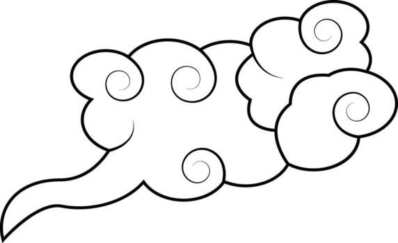 Oriental Clouds Pattern Icon in Doodle Style vector