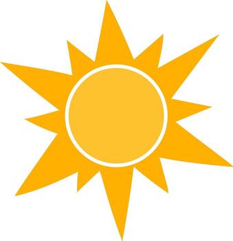 Sun icon representing summer, warmth, and sunny weather vector