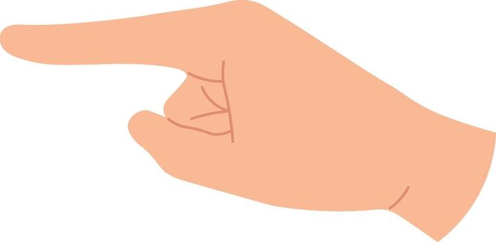 Hand pointing left with index finger directing showing direction vector