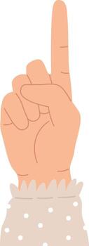 Hand pointing up showing number one gesture vector
