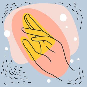 Hand gesture creating abstract shapes minimal illustration vector