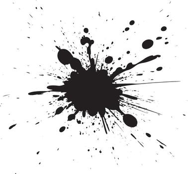 Abstract Black Paint Splatter Blob Grunge Shape on Transparent Backdrop vector