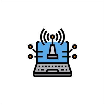 Wireless Network Laptop Icon Internet Connection Technology vector