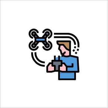 Drone Operator Icon Flying Drone Remote Control Technology, illustration vector