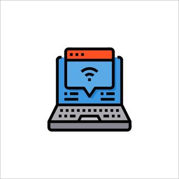 ordenador portátil Wifi conexión icono inalámbrico red en computadora, en línea vector