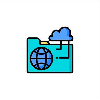 Cloud Storage Global Network Folder Icon for Data and File Sharing vector