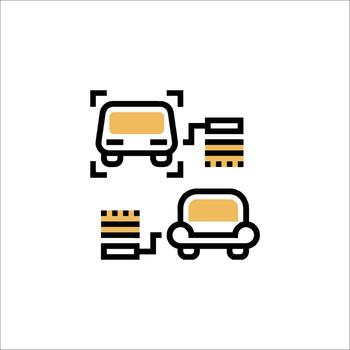 Autonomous Driving Data Car Sofa and Database Icon, machine learning vector