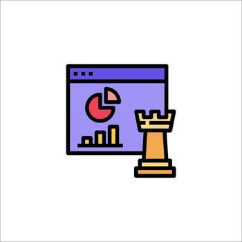 Business Strategy Data Analysis Chart and Chess Rook, data-driven vector