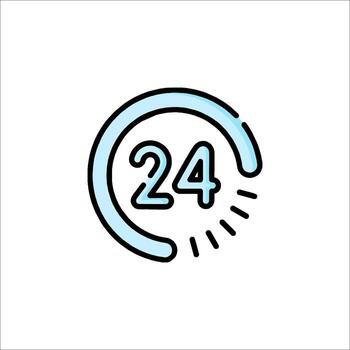 24 7 Service Icon Open 24 Hours Round the Clock Support, customer service vector