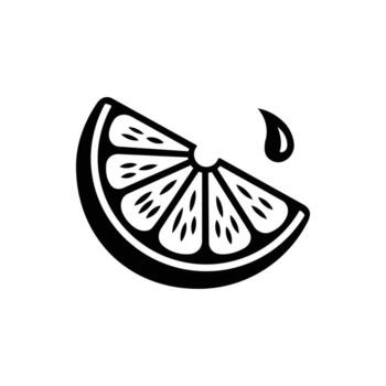 limón rebanada con jugo gota. Fresco bebida y vitamina C símbolo vector