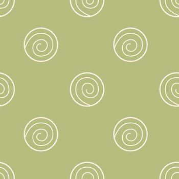 minimalista modelo presentando igualmente espaciado, simple, circular espirales en suave, cremoso beige en contra calma, apagado aceituna verde o caqui fondo, creando un orgánico y calmante estético. vector