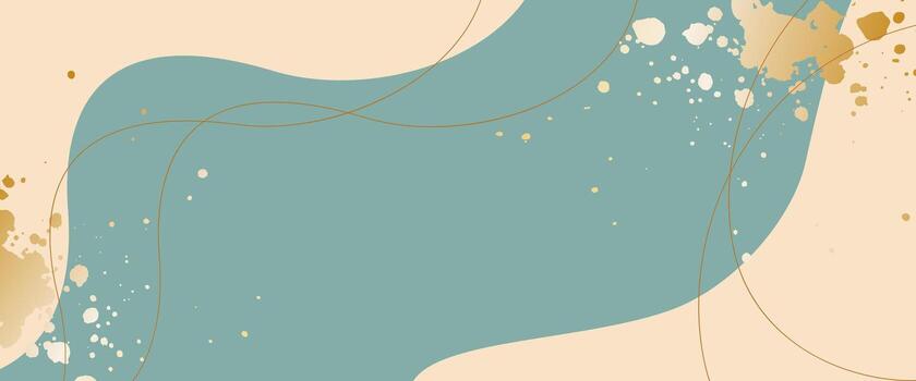 Boho style banner template with harmonious shapes and lines, splashes of gold paint, and an art background. Space for text. vector