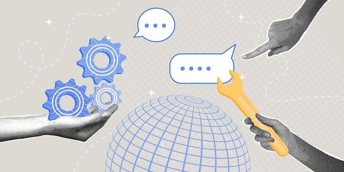 optimizando global comunicación y apoyo. de moda trama de semitonos collage. concepto para negocio mejora, creativo pensamiento, y problema resolviendo vector