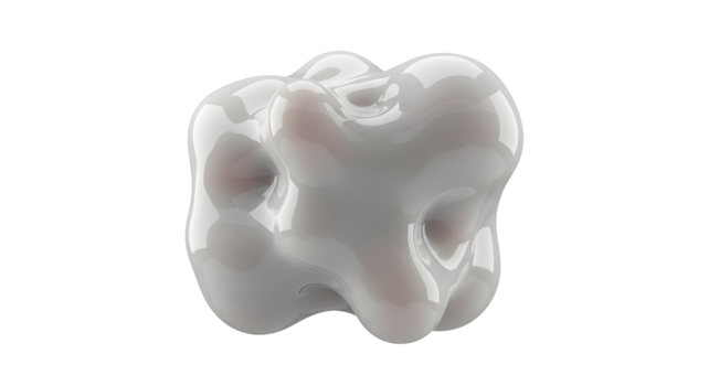 Abstract 3D Render of a Smooth Amorphous White Orb with Reflective Surface png