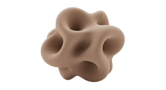 resumen 3d orgánico escultura objeto suave bronceado amorfo gota forma en transparente antecedentes png