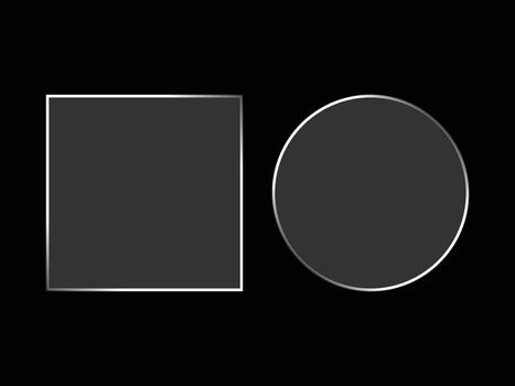 Simple geometric shapes square and circle on black background vector