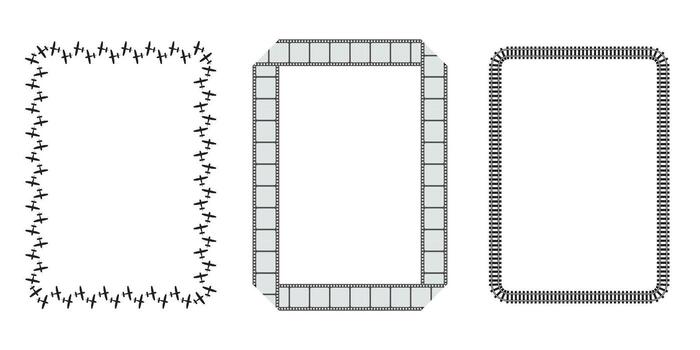 Three decorative rectangular frames with unique borders vector