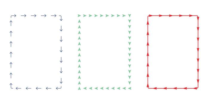 Three rectangular outlines showing different border styles vector