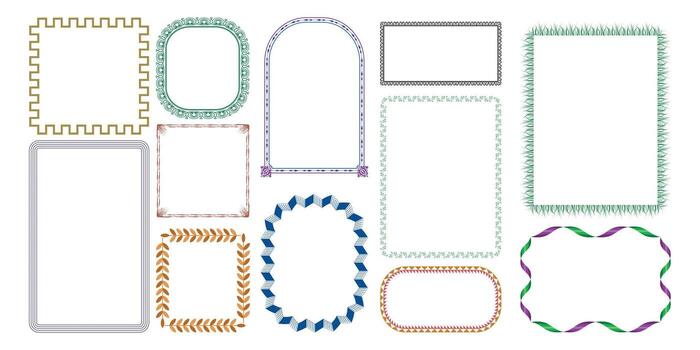 Collection of decorative hand drawn borders and frames with various patterns vector