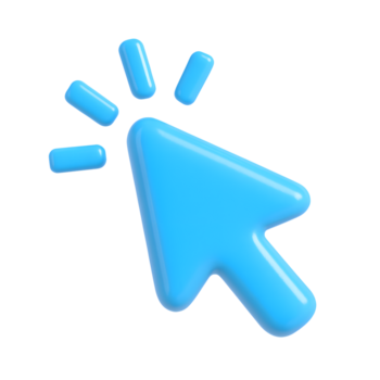 3d blauw cursor pijl icoon, wijzer met Klik effect, geïsoleerd Aan transparant achtergrond png