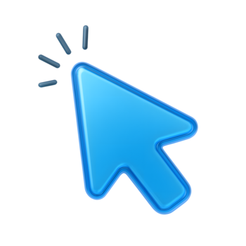 3d markören ikon, blå dator pekare pil, isolerat på transparent bakgrund png