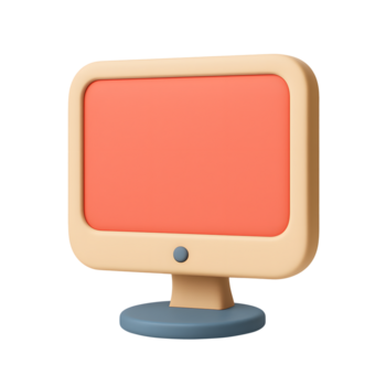 3d computadora monitor, beige marco con rojo pantalla, aislado en transparente antecedentes png