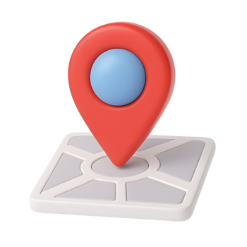 3D location pin icon, red map marker navigation symbol, isolated on transparent background png
