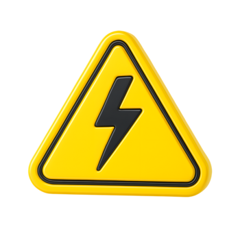 3d Alto Voltagem Atenção ícone, amarelo elétrico Perigo símbolo, isolado em transparente fundo png