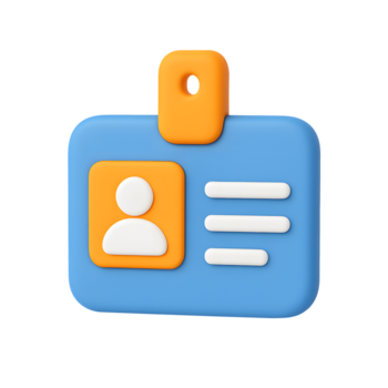 3d identificação crachá ícone, do utilizador perfil cartão com texto, isolado em transparente fundo png