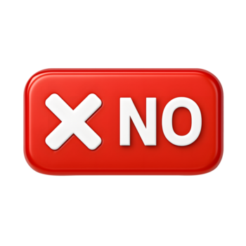 3d No icono, rojo botón con cruzar rechazo símbolo, aislado en transparente antecedentes png