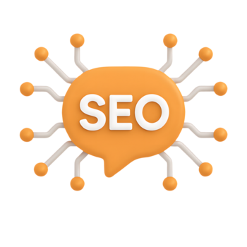 3d seo icoon, toespraak bubbel met verbonden netwerk knooppunten, geïsoleerd Aan transparant achtergrond png