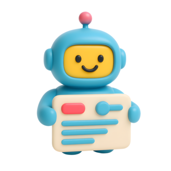 3d robot icoon, blauw vriendelijk Chatbot karakter met glimlachen gezicht, geïsoleerd Aan transparant achtergrond png
