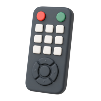 3d controlo remoto ao controle, Preto dispositivo com botões, isolado em transparente fundo png