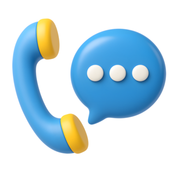 Blue phone receiver icon with speech bubble icon showing communication and conversation isolated on transparent background png
